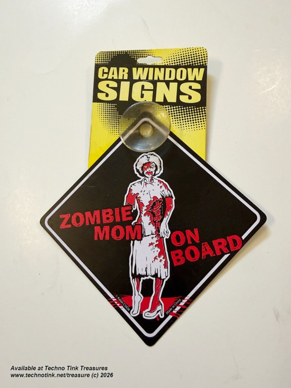 Plastic Car Window Sign - Zombie Mom on Board
